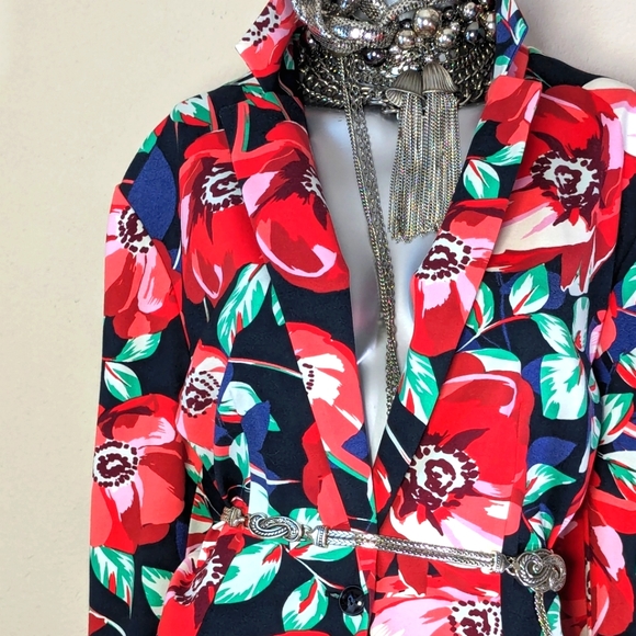 Vibrate Bold Oversized Dark Floral "Simply Emma" Office Professional Chic Blazer - Picture 9 of 14